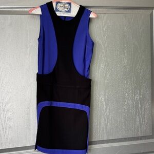Cut25 by Yigal Azrouel Black and Royal Blue Panelled Mini Dress